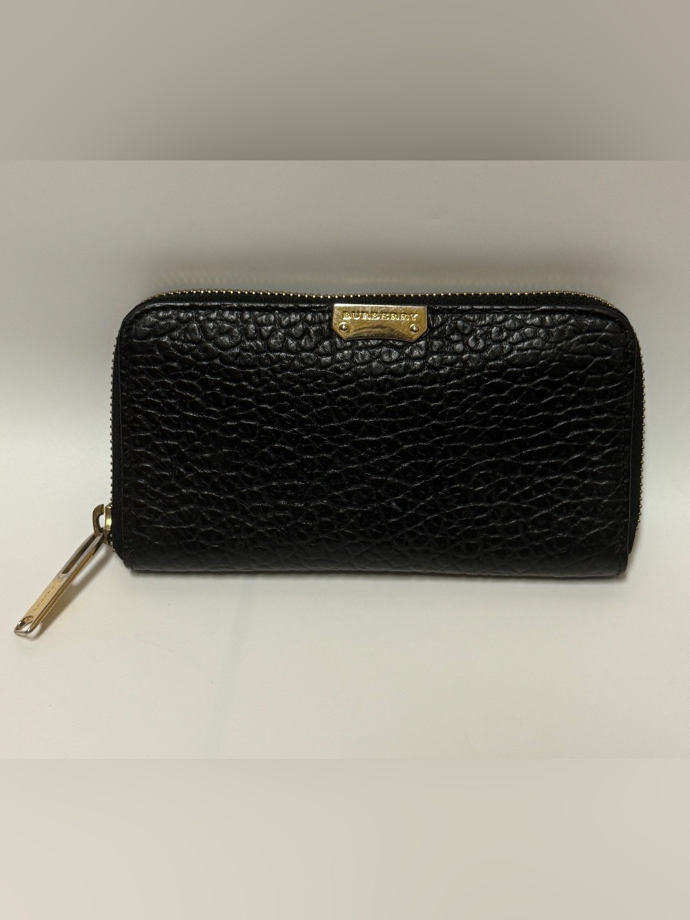 Burberry Black Pebbled Zip Wallet